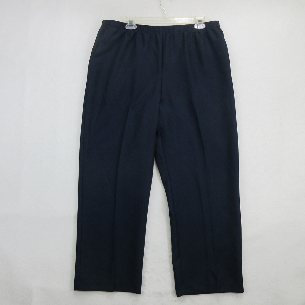 Alfred Dunner Women Pants 16 Classics Proportioned Short Navy Blue Elastic New